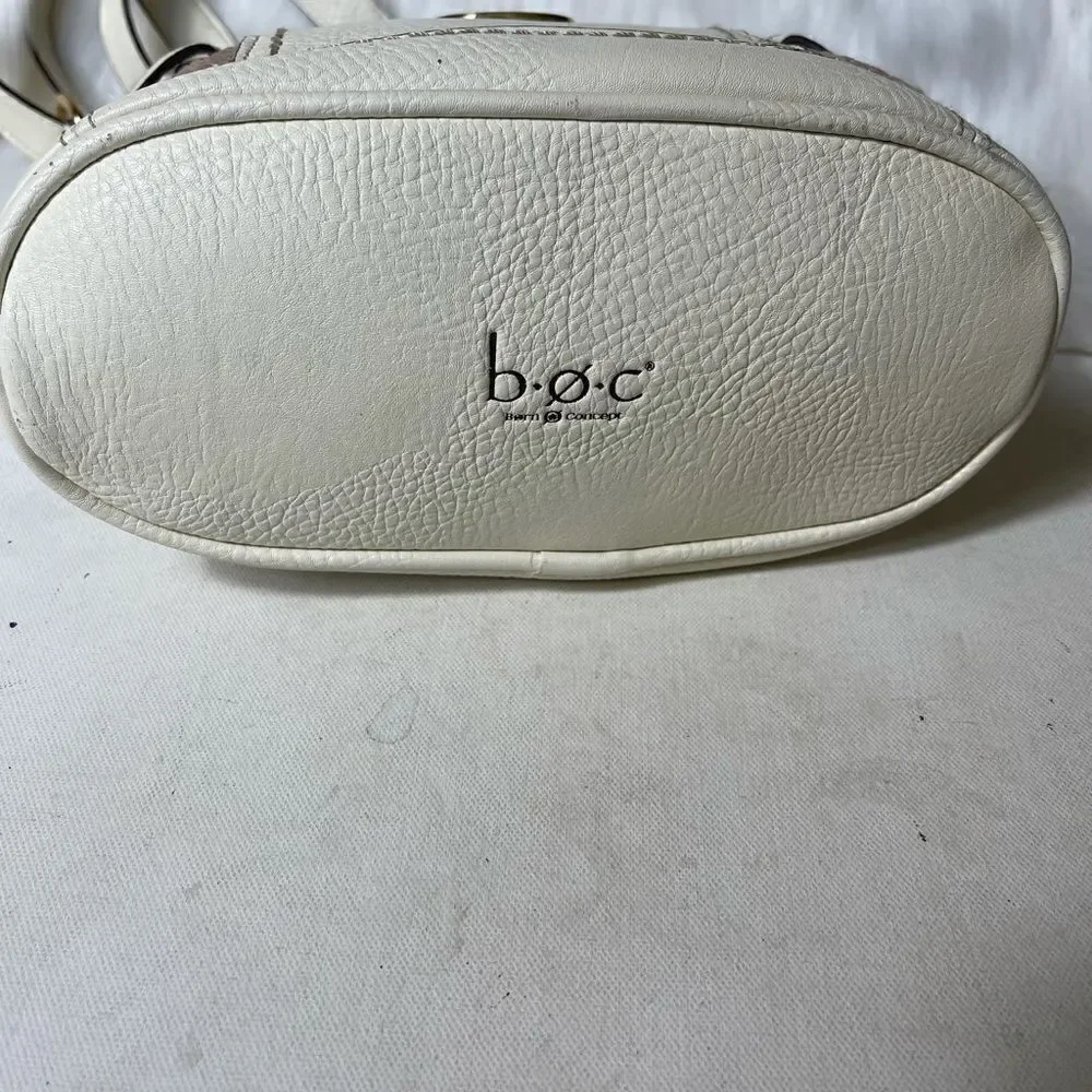 B.O.C Born Concept beige & straw weaving crossbody bag with gold tone ha…